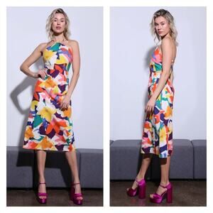 Walter Baker Hemali Midriff Cutout Summer Dress In Citrus Canopy Size 10